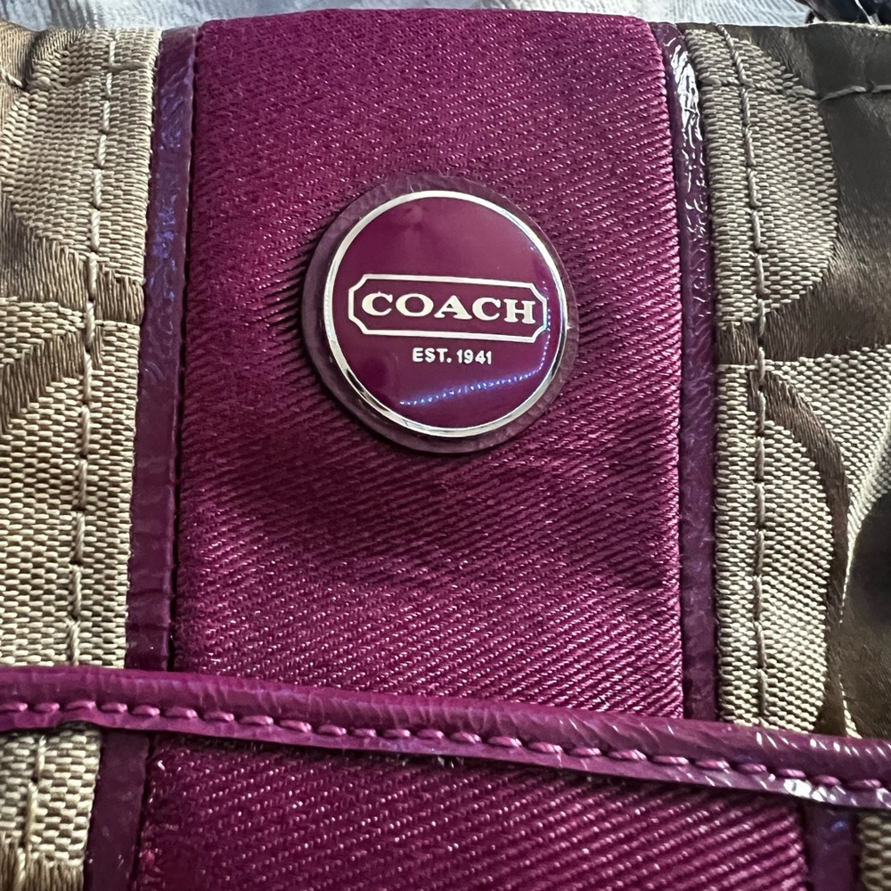 Coach Burgundy and Gold Handbag
